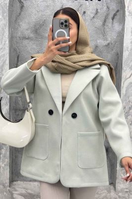 کت یقه انگلیسی فوتر مخملی دو جیب روکار