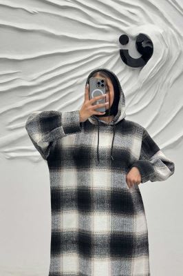 کفتان کلاهدار چهارخانه پشمی