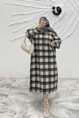 کفتان کلاهدار چهارخانه پشمی