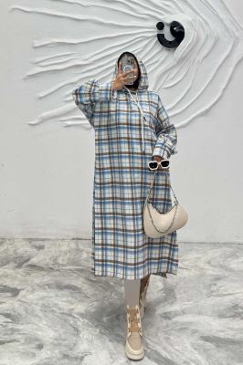 کفتان کلاهدار چهارخانه پشمی