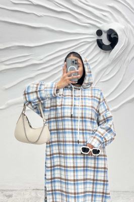 کفتان کلاهدار چهارخانه پشمی