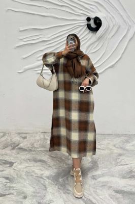 کفتان کلاهدار چهارخانه پشمی