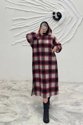 کفتان کلاهدار چهارخانه پشمی