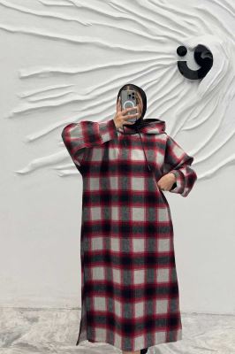 کفتان کلاهدار چهارخانه پشمی