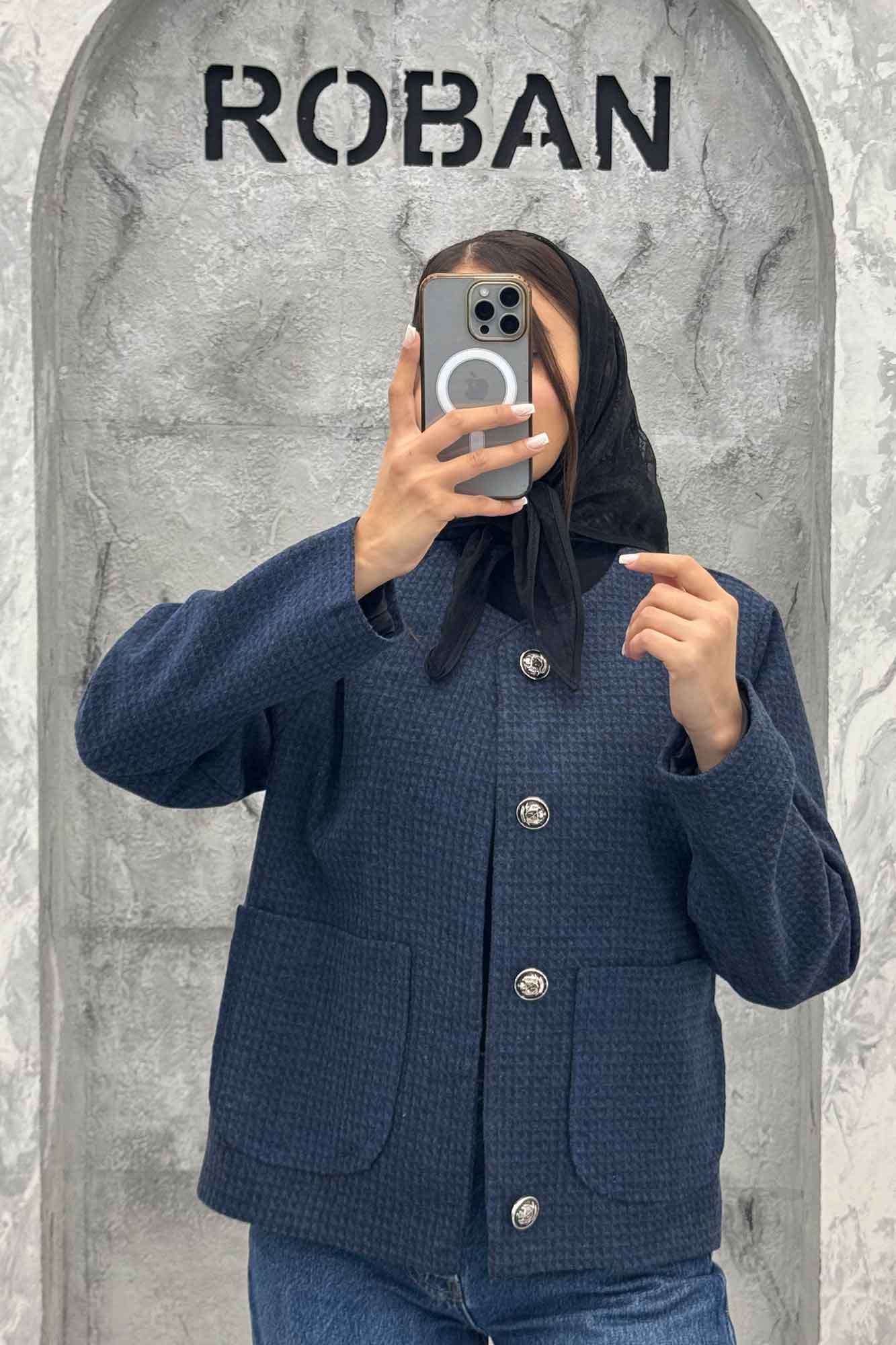 کت توییت پشمی یقه گرد NELA