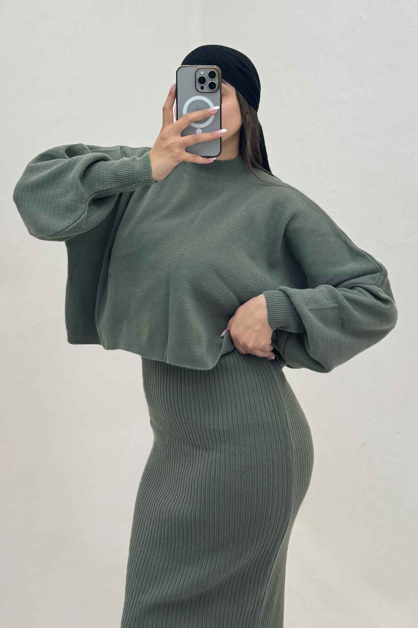 ست دو تیکه سارافن بافت کبریتی و رویه 