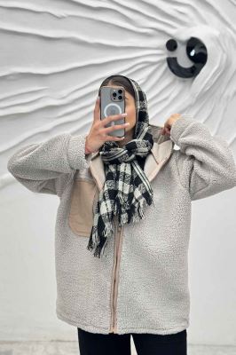 سویشرت تدی کلاهدار ترکیبی