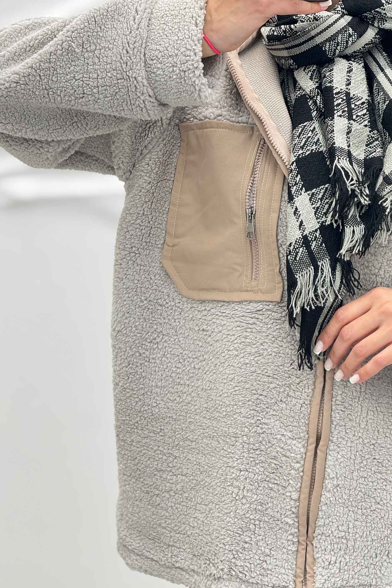 سویشرت تدی کلاهدار ترکیبی