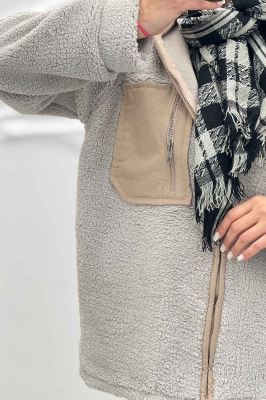 سویشرت تدی کلاهدار ترکیبی