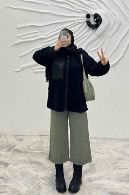 سویشرت تدی کلاهدار ترکیبی