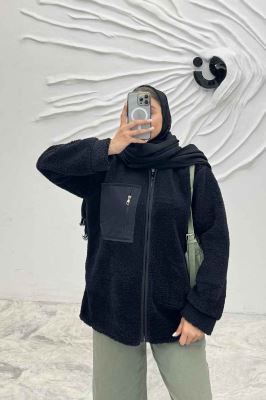 سویشرت تدی کلاهدار ترکیبی