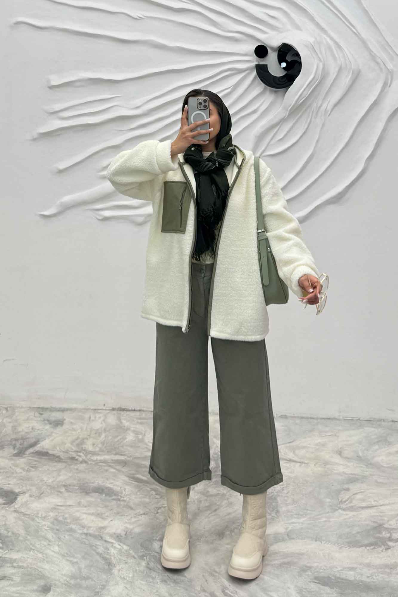 سویشرت تدی کلاهدار ترکیبی