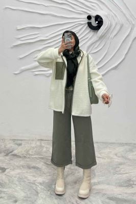 سویشرت تدی کلاهدار ترکیبی