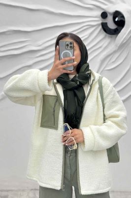 سویشرت تدی کلاهدار ترکیبی