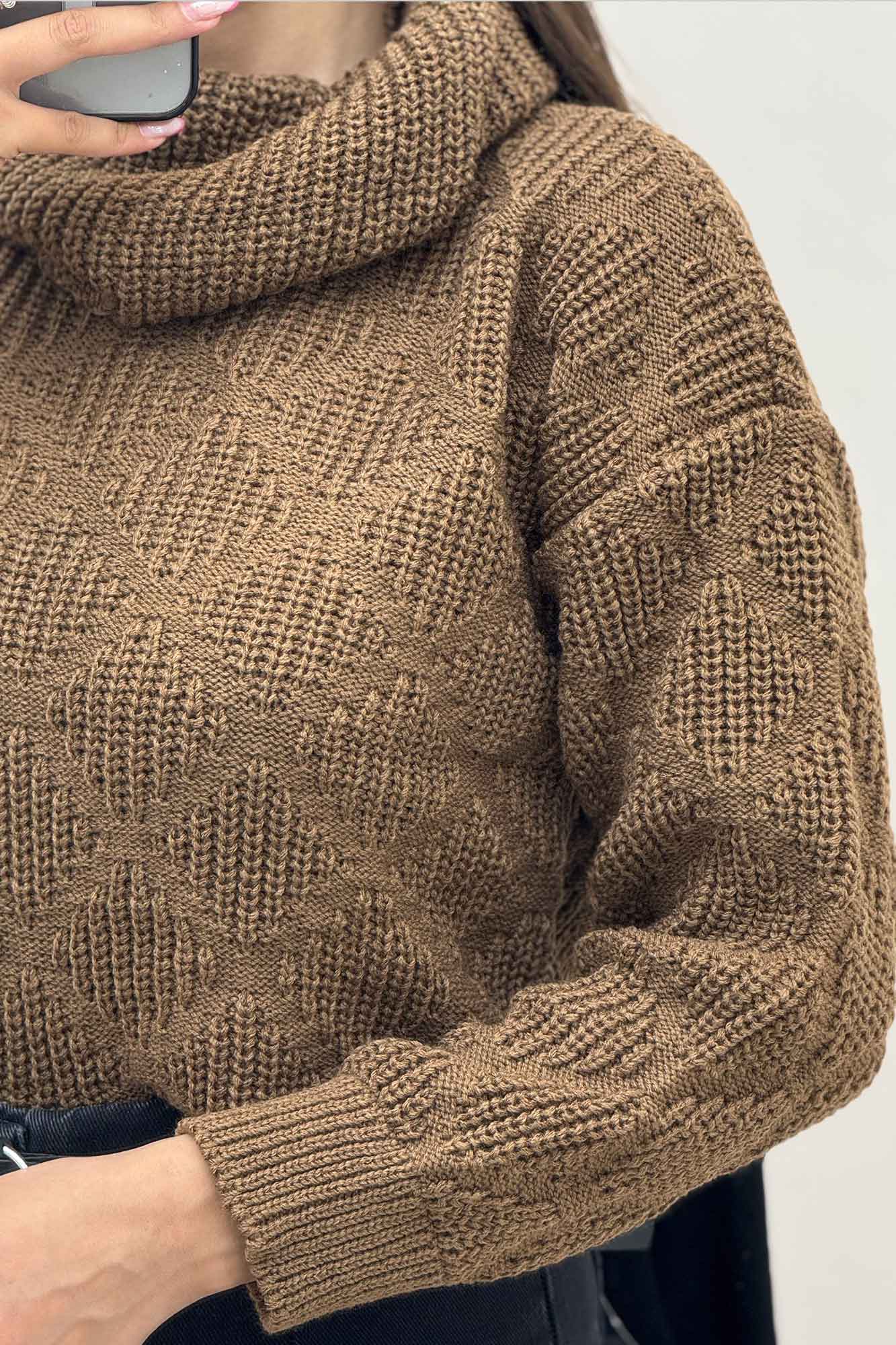 بلوز یقه اسکی بافت طرح دار AF