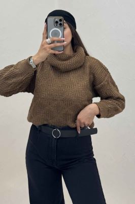 بلوز یقه اسکی بافت طرح دار AF