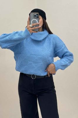 بلوز یقه اسکی بافت طرح دار AF