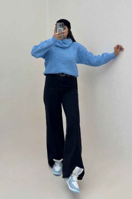 بلوز یقه اسکی بافت طرح دار AF