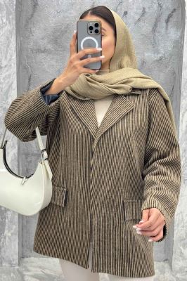 پالتو یقه انگلیسی توییت پشمی آستردار