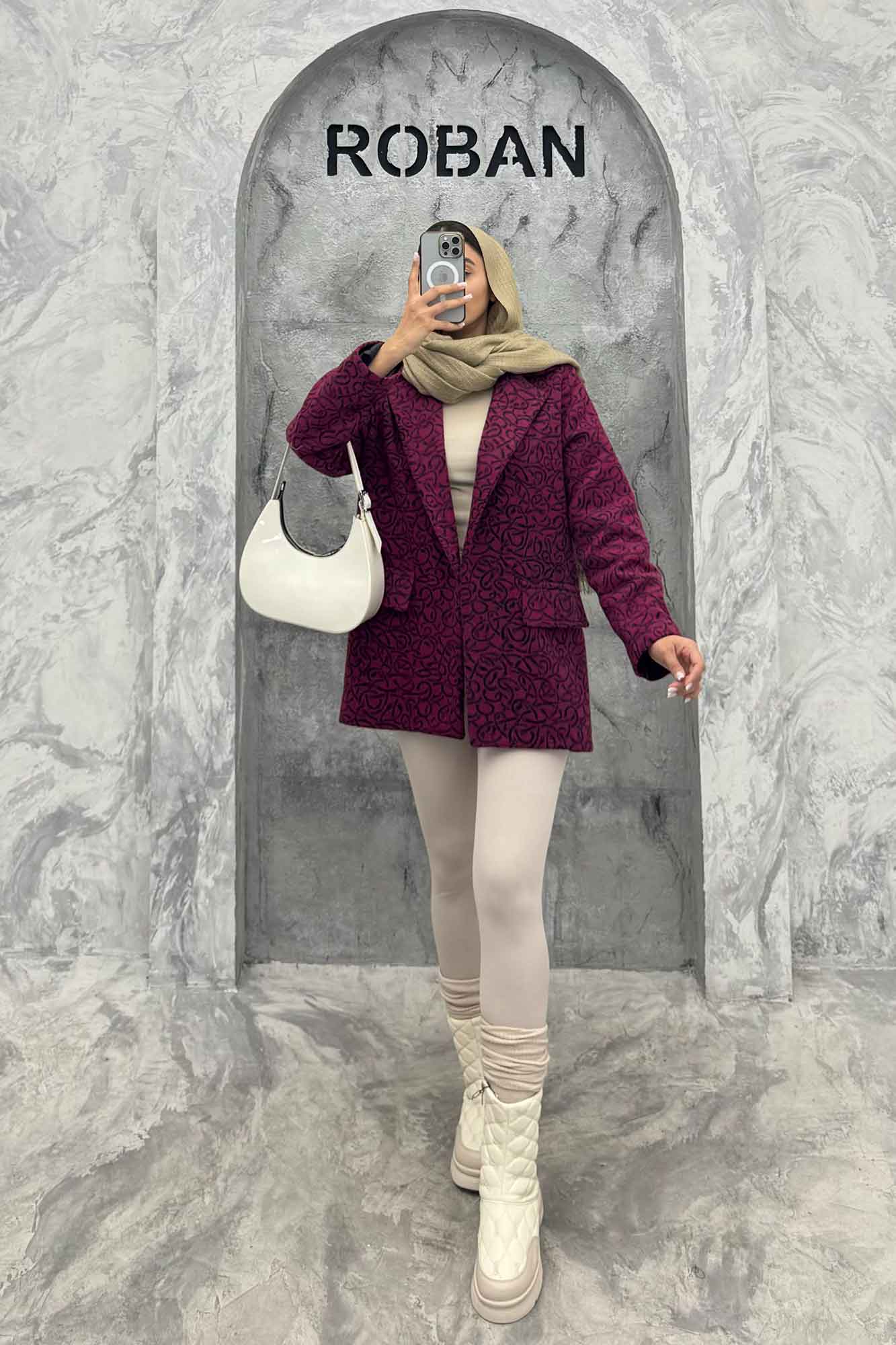 پالتو یقه انگلیسی توییت پشمی آستردار