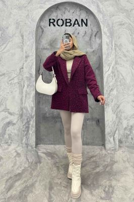 پالتو یقه انگلیسی توییت پشمی آستردار