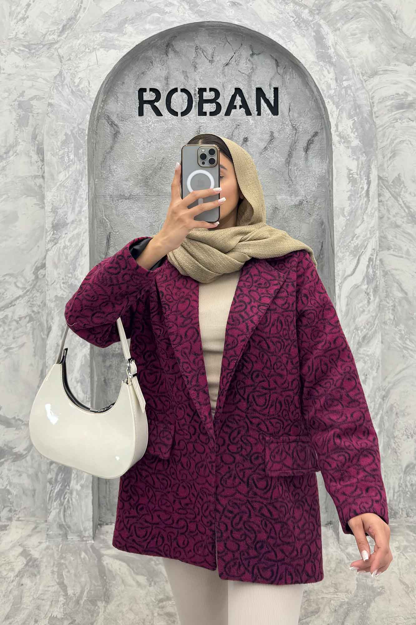 پالتو یقه انگلیسی توییت پشمی آستردار