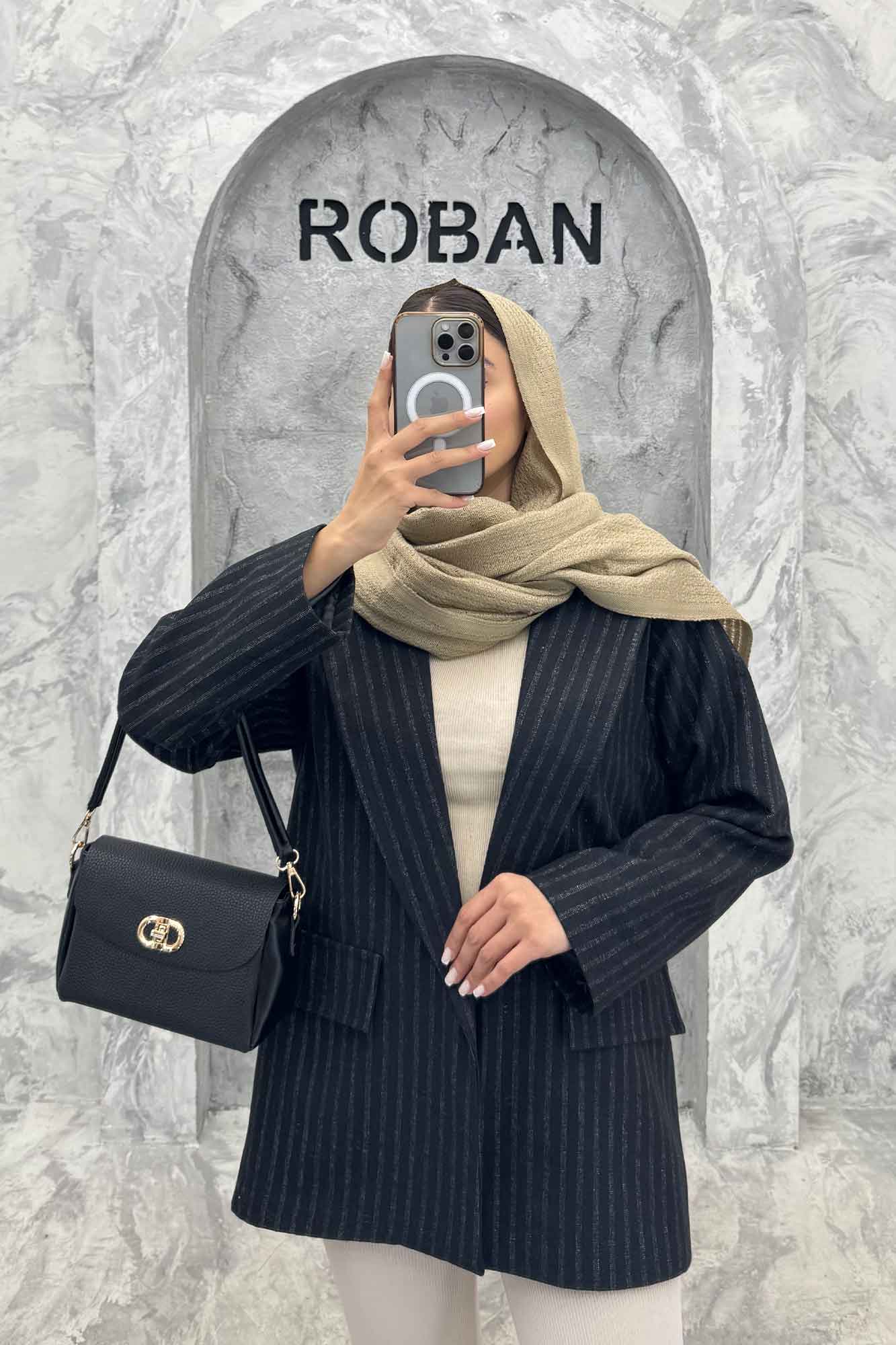 پالتو یقه انگلیسی توییت پشمی آستردار