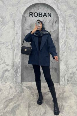 پالتو یقه انگلیسی توییت پشمی آستردار