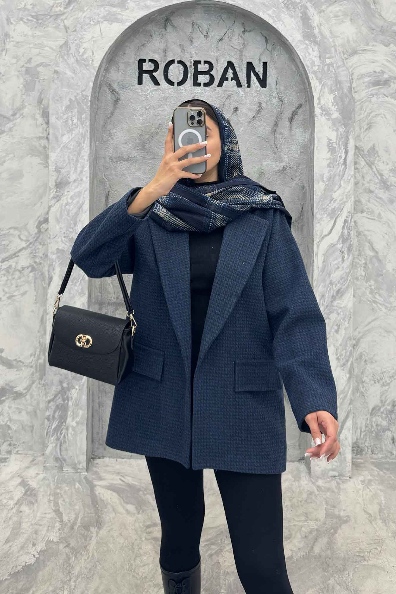 پالتو یقه انگلیسی توییت پشمی آستردار