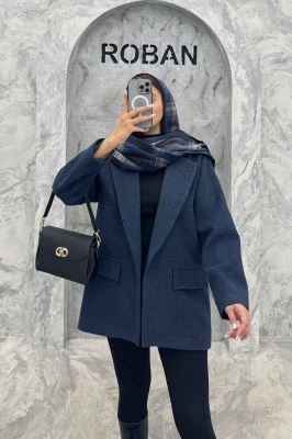 پالتو یقه انگلیسی توییت پشمی آستردار