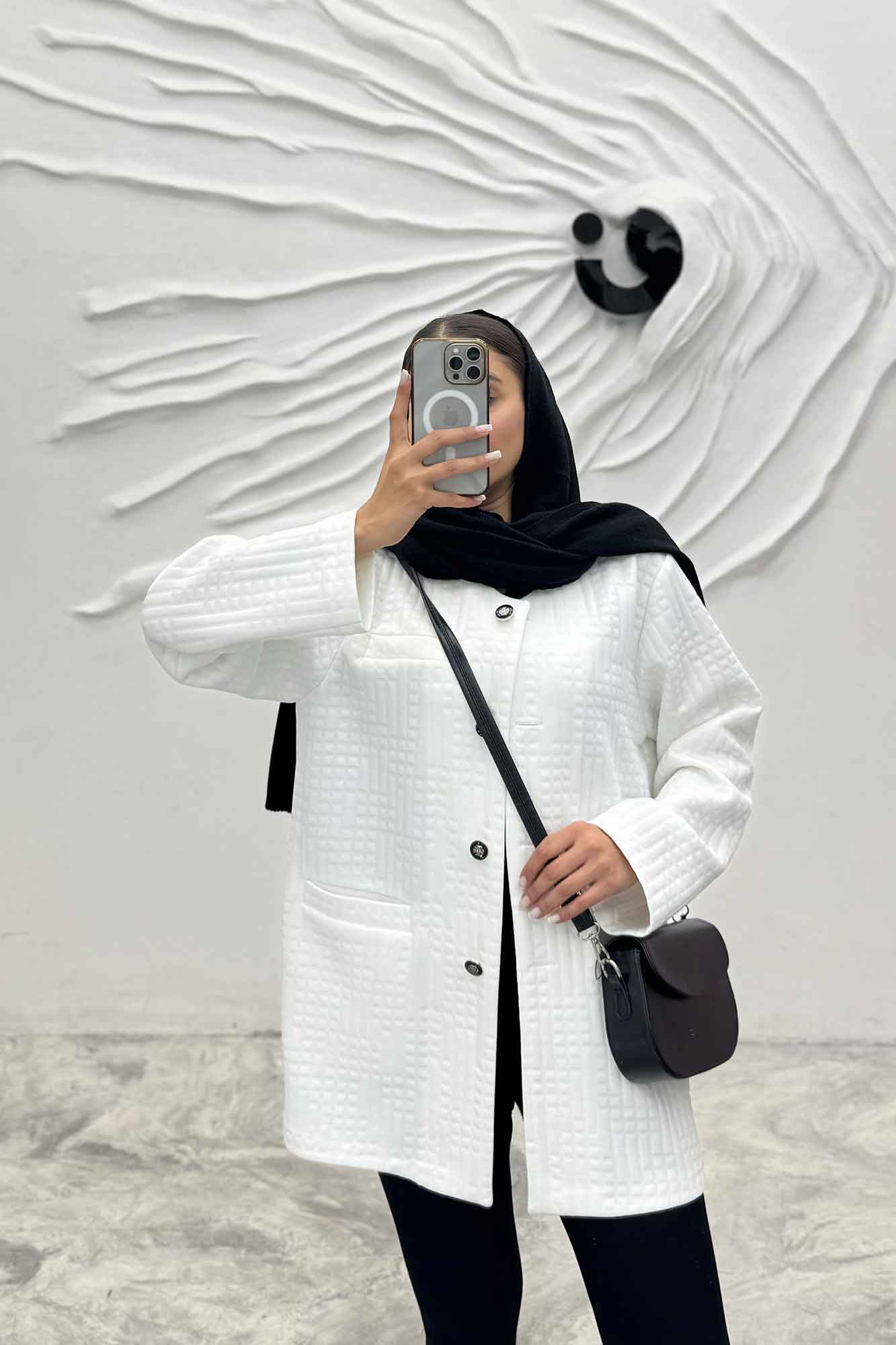 کت یقه گرد سه جیب فیتیله طرح مربع