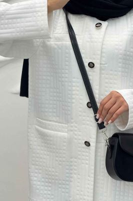 کت یقه گرد سه جیب فیتیله طرح مربع