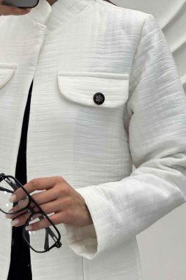 کت چهار جیب فریال یقه سه سانت راه راه