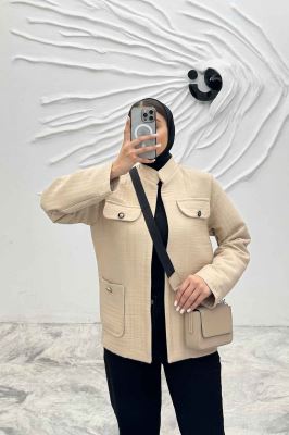 کت چهار جیب فریال یقه سه سانت راه راه