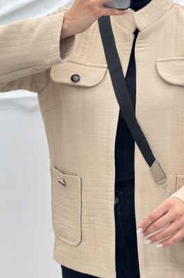 کت چهار جیب فریال یقه سه سانت راه راه