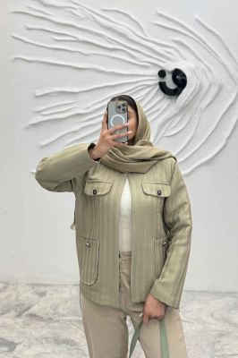 کت چهار جیب فریال یقه سه سانت راه راه