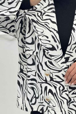 کت پاییزه چهار دکمه طرح ژیله کتان چاپی