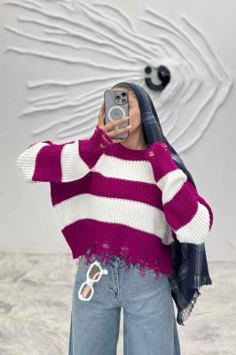 بلوز بافت زاپدار راه راه