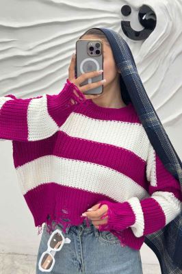 بلوز بافت زاپدار راه راه