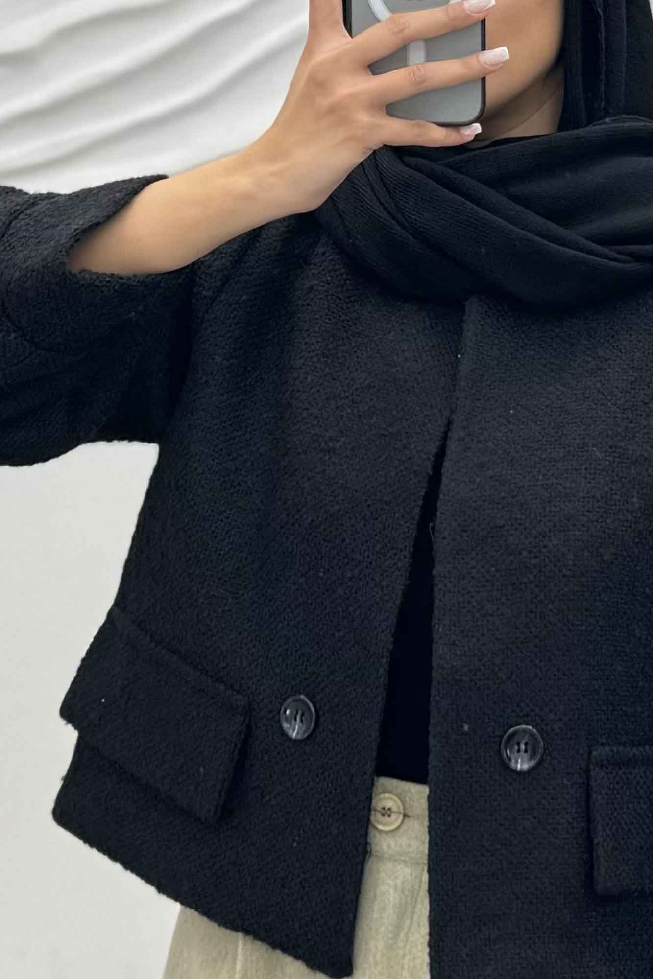 کت آستردار توییت پشمی دو جیب نما