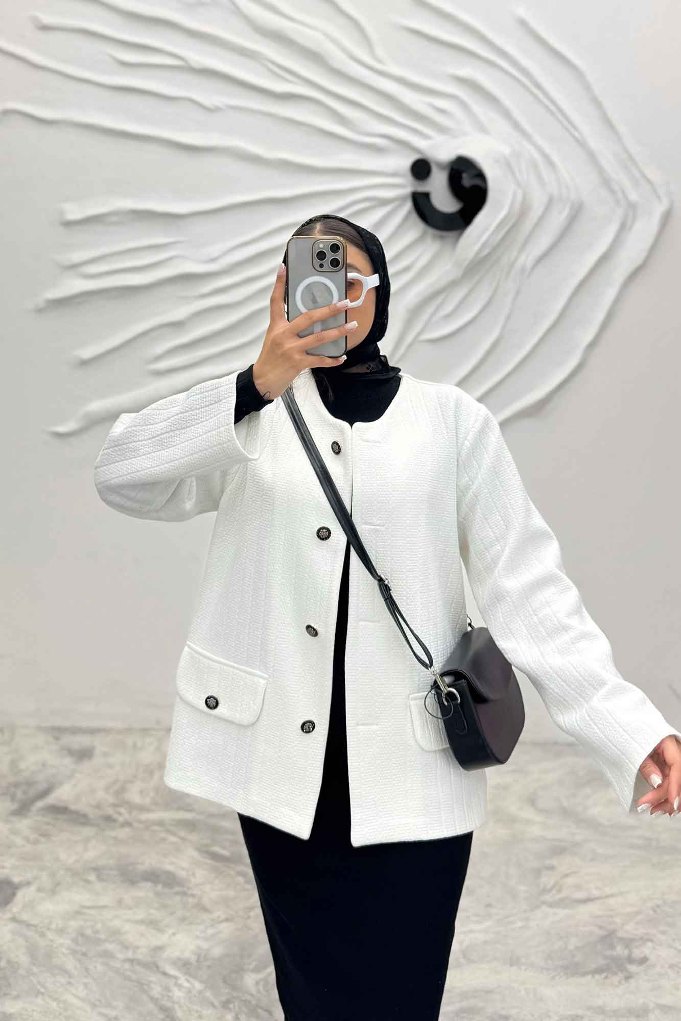 کت فیتیله زنبوری یقه گرد تتیس