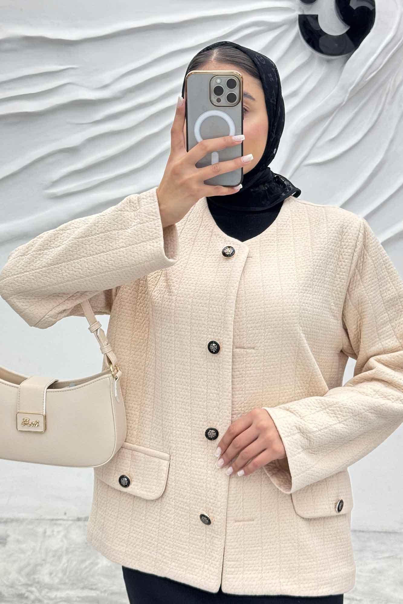 کت فیتیله زنبوری یقه گرد تتیس