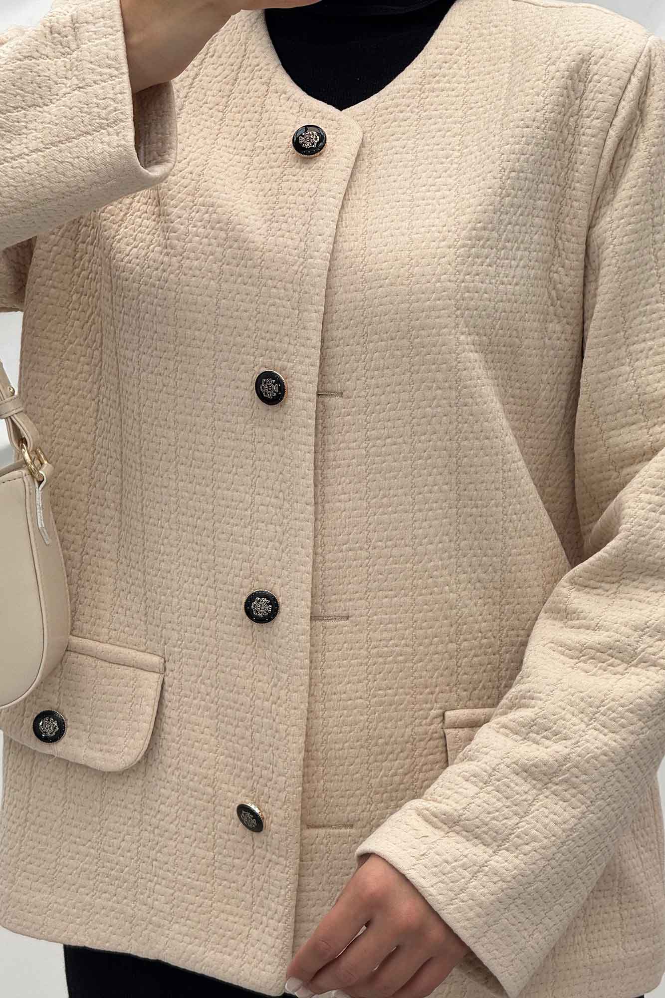 کت فیتیله زنبوری یقه گرد تتیس