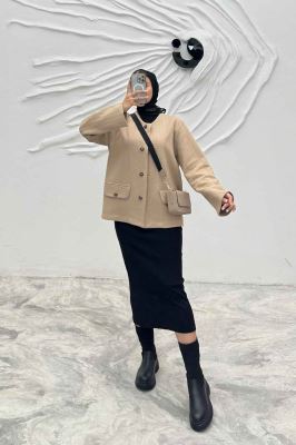 کت فیتیله زنبوری یقه گرد تتیس