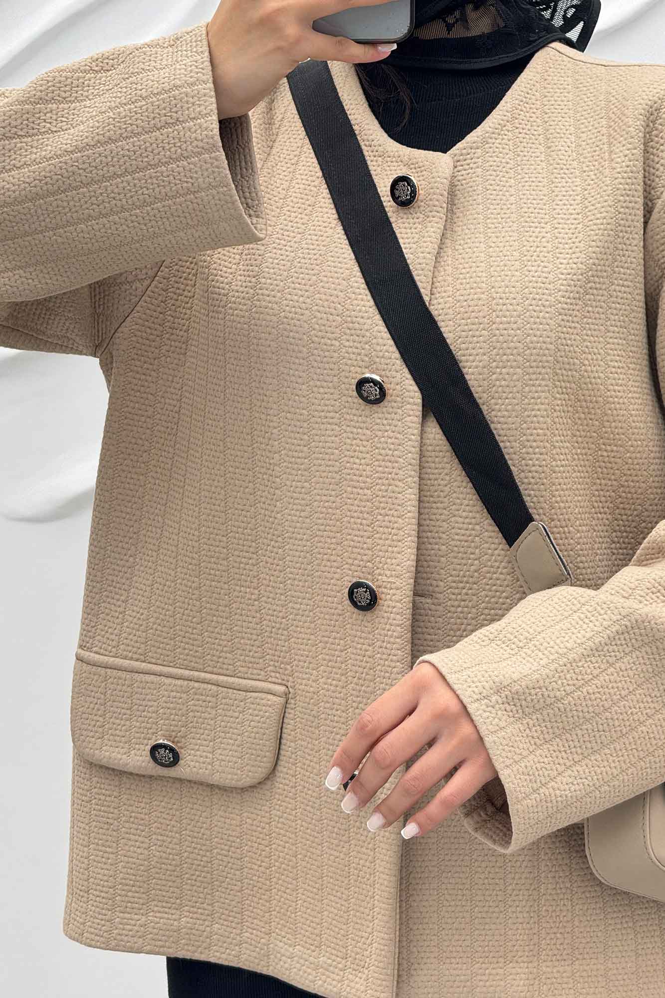 کت فیتیله زنبوری یقه گرد تتیس