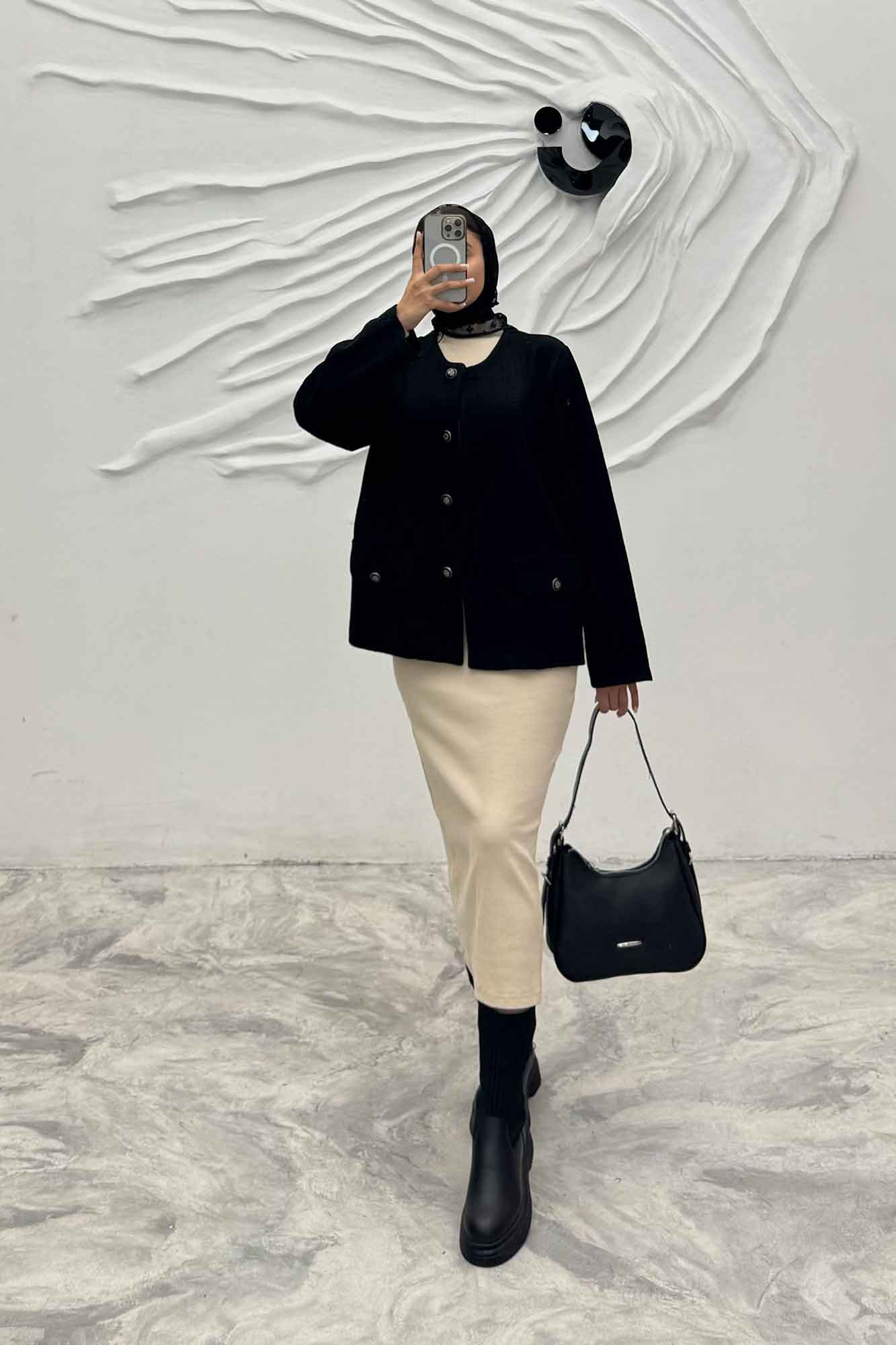 کت فیتیله زنبوری یقه گرد تتیس