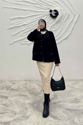 کت فیتیله زنبوری یقه گرد تتیس