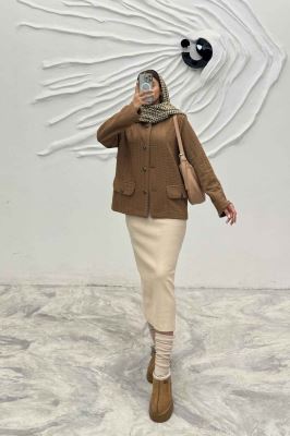 کت فیتیله زنبوری یقه گرد تتیس