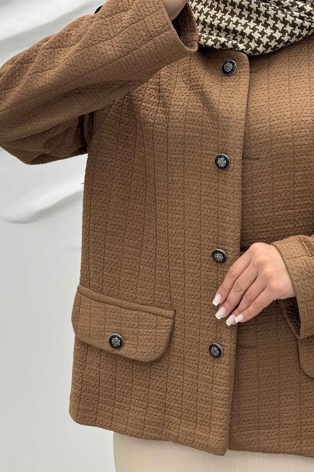 کت فیتیله زنبوری یقه گرد تتیس