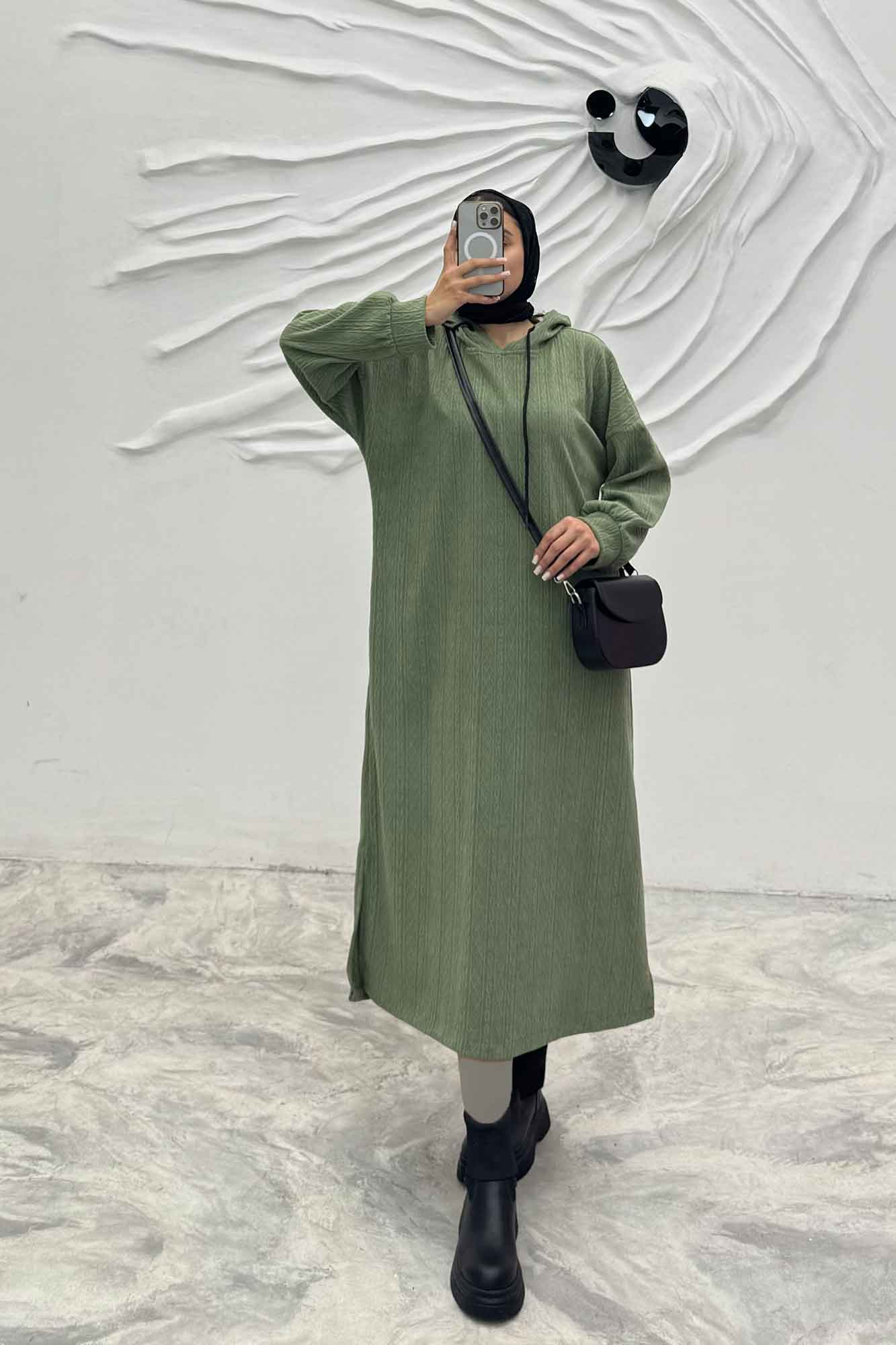 کفتان مراکشی کلاهدار بغل چاک دار